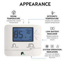 Load image into Gallery viewer, EconoHome Non-Programmable Thermostat for Home - Heat & Cooling