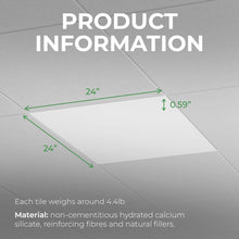 Load image into Gallery viewer, Calcium Silicate Waterproof Ceiling Tiles - Non-Cementitious, Non-Combustible Cal-Si Panels with Densified Edges, Plain Tegular-Edges 24" x 24"