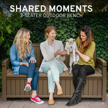 Load image into Gallery viewer, EconoHome 3 Seat Outdoor Storage Bench - 90 Gallon Capacity - Weatherproof Resin Bench for Patio, Porch, Garden, Yard, Pool Area