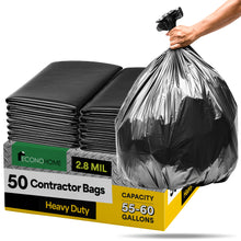 Load image into Gallery viewer, 55-60 Gallon Heavy Duty Contractor Garbage Bags Made in USA - Extra Large, 38x53" - 50-Count