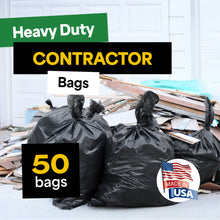 Load image into Gallery viewer, 55-60 Gallon Heavy Duty Contractor Garbage Bags Made in USA - Extra Large, 38x53" - 50-Count