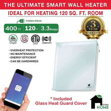 Load image into Gallery viewer, 400 Watt Wall Heater with Glass Heat Guard, WiFi Compatible