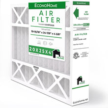 Load image into Gallery viewer, EconoHome 20x25x4 Air Filter MERV 11 Replacement AC Furnace Air Filters for Media Air Cleaner, Furnace Heater, Air Conditioning for Honeywell, Lennox -1 Pack (Actual size: 19.94 x 24.86 x 4.36 Inches)