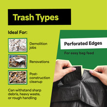 Load image into Gallery viewer, Commercial 55-60 Gallon Garbage Bags - High Density Extra Large Trash Bags - 40x54&quot; - Made in the USA - Bulk 150-Count
