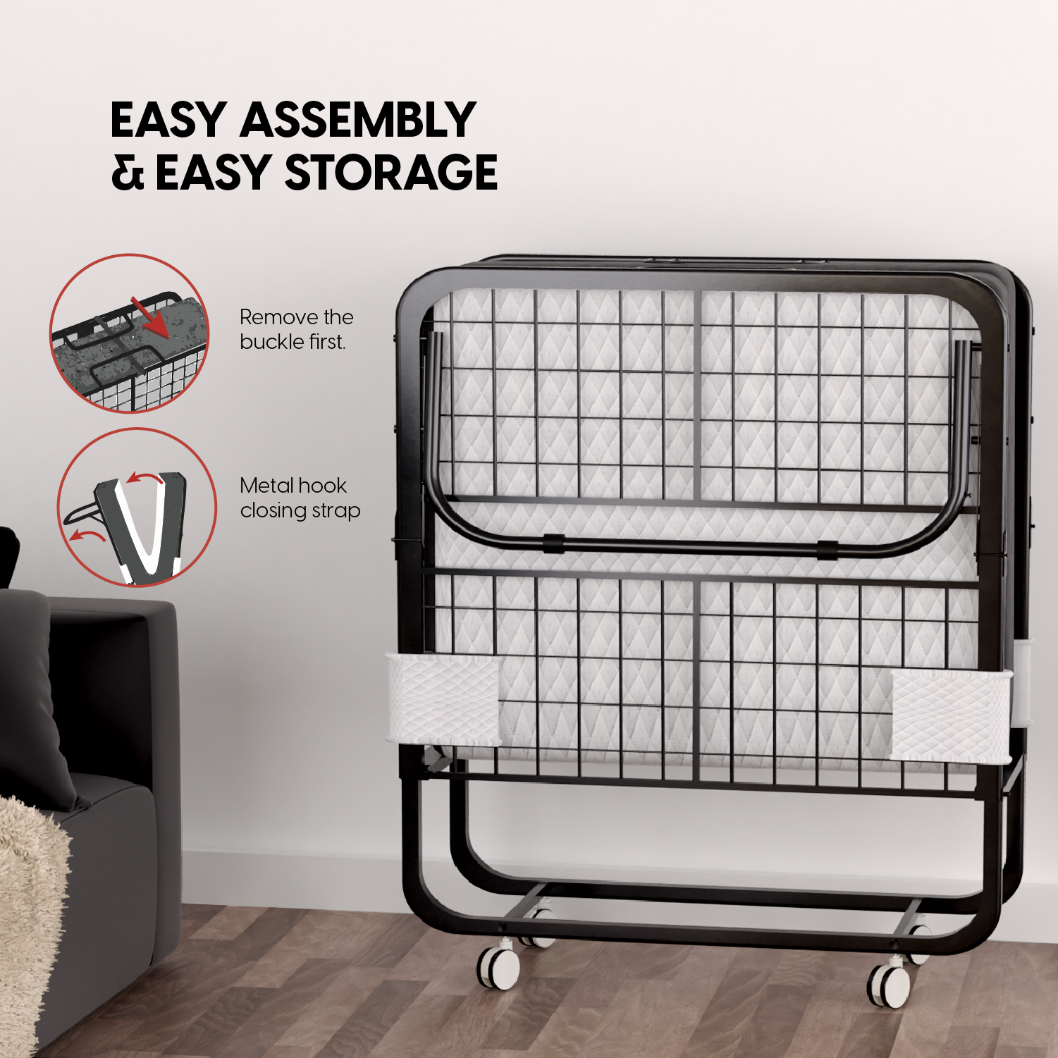 Folding Bed with 5 inch Thick Memory Foam Mattress Econohome