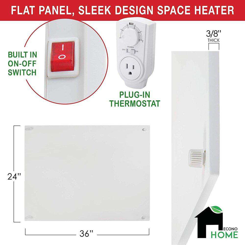 EconoHome Panel calefactor de pared con termostato - Calentador de  convección de 600 vatios con protector de calor - Ideal para habitaciones  de 200