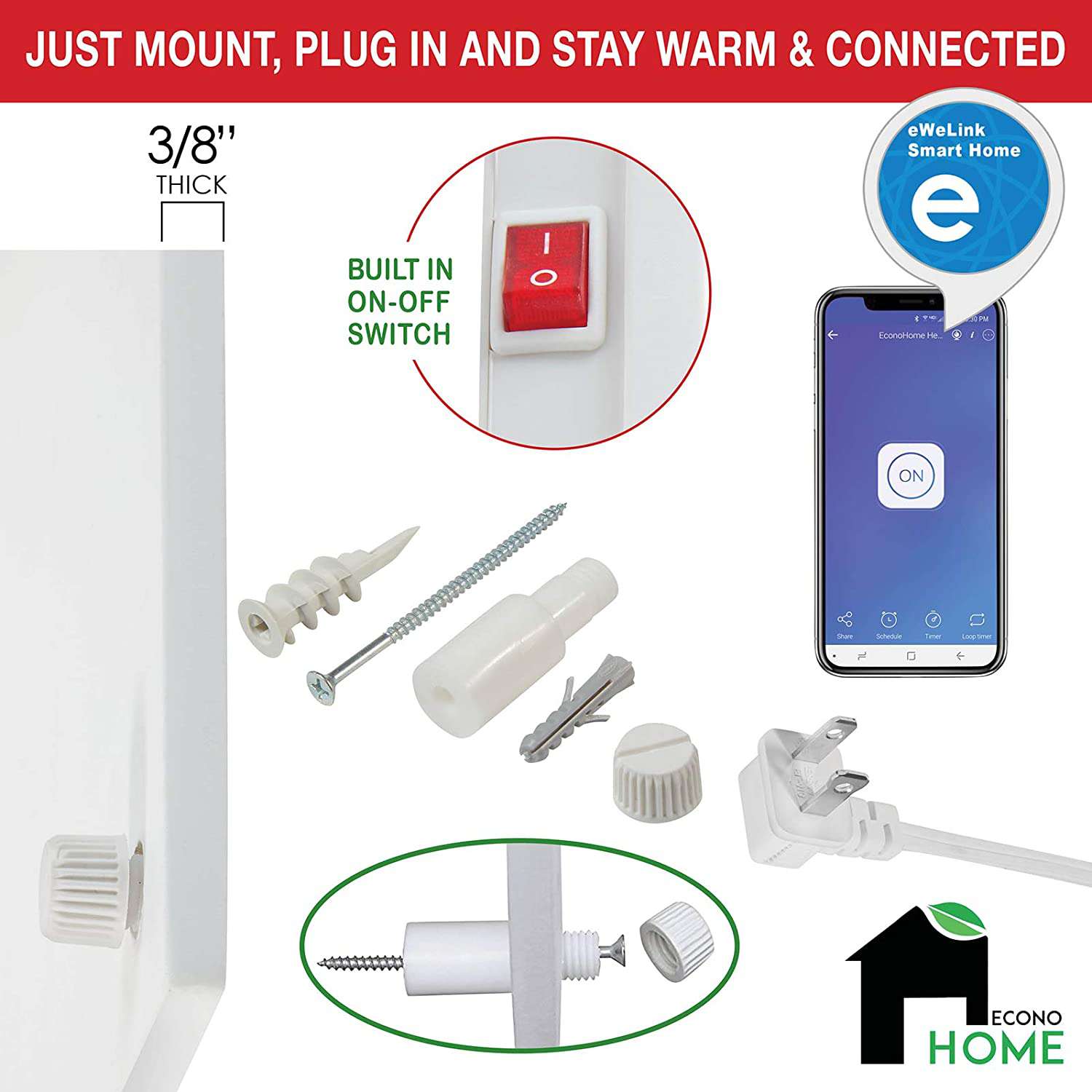EconoHome - Wall Mount Smart Space Heater with WiFi Thermostat