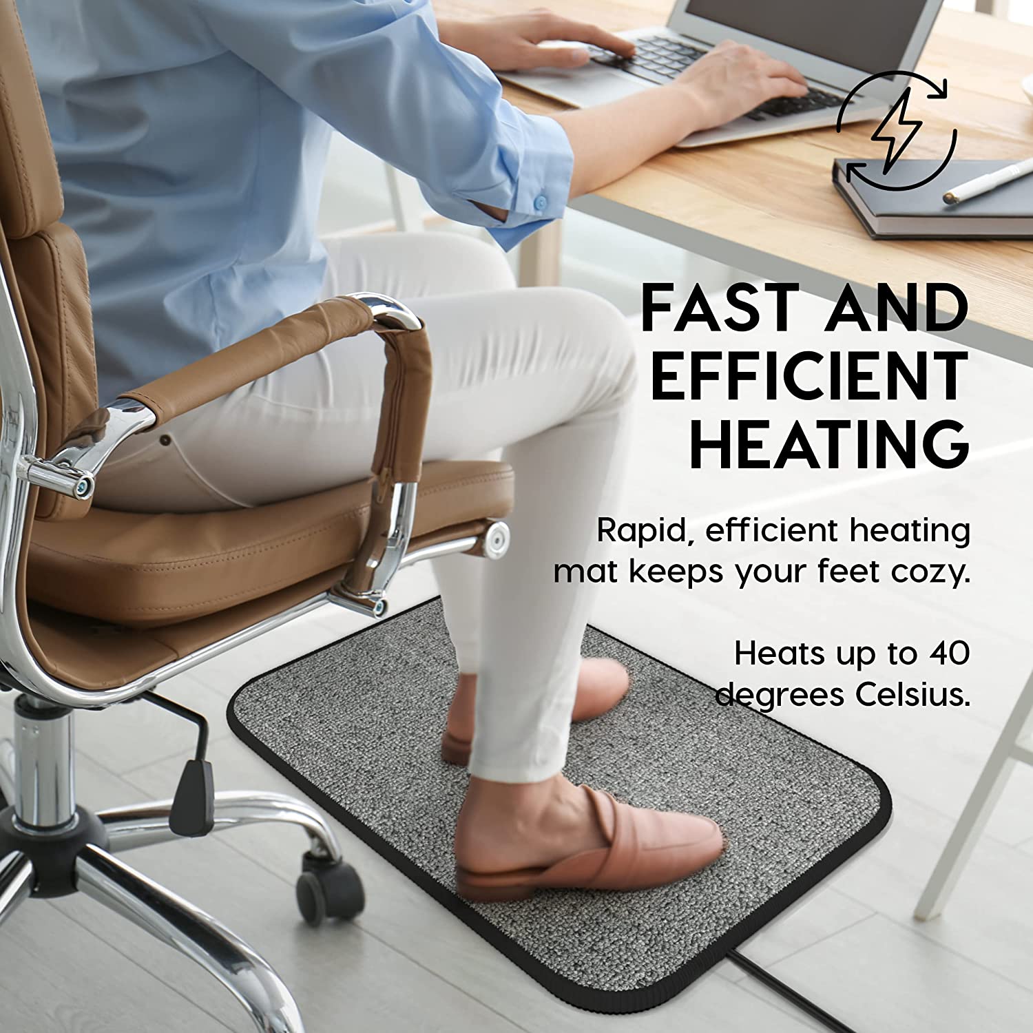  MAXCOM Heated Floor Mat - Under Desk for Foot Warmer - Winter  55W & 110V Electric Heating Pad with 8 Temperature & Auto Shut-Off After 3  Hours - Energy-Saving - Heated